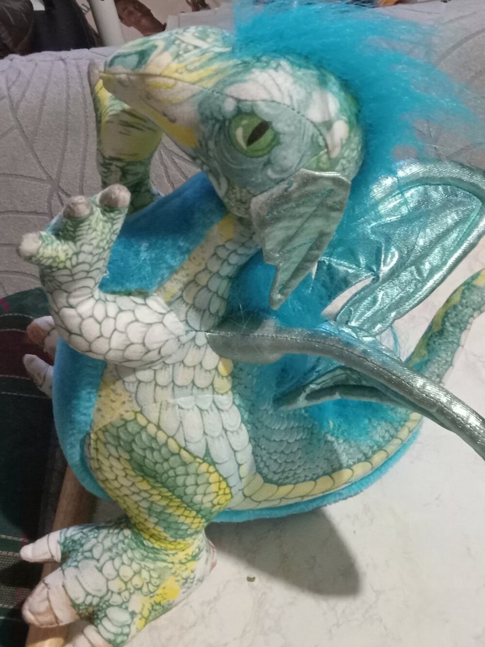 Applause Dragon Green Blue 13 Plush Toy Vintage Stuffed Animal